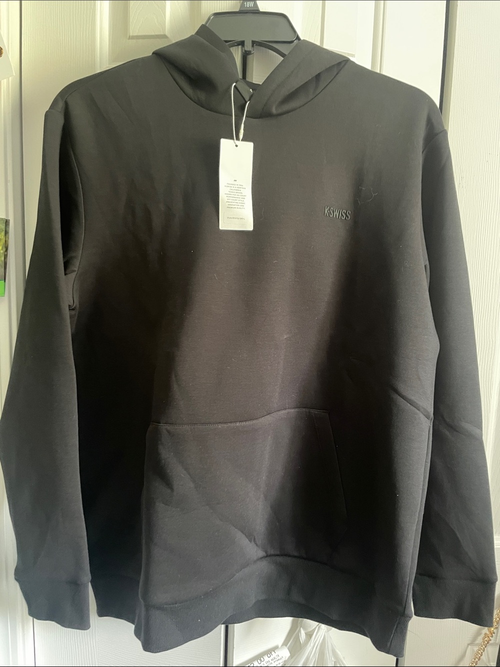 K-Swiss Men’s Black Pullover Hoodie with Subtle Logo